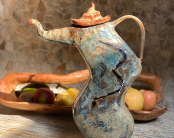 Elephant ceramic teapot. Extra large hand built whimsical DUMBO teapot. Sculptural ceramics. Teapot lovers unique gift.