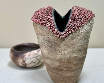 Extra large coastal marine ceramic vase. Ocean inspired sea sponge sculptural vase. Fine Ceramic Art.