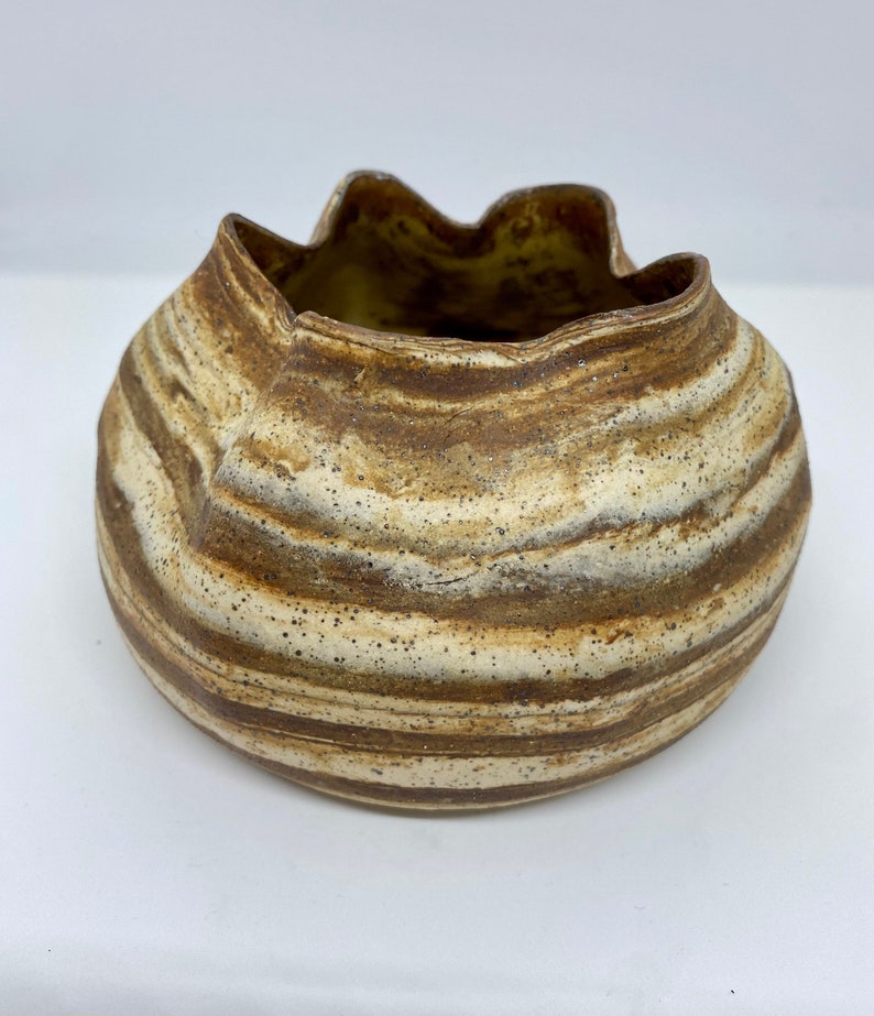Ceramic agateware pottery vase. Handmade marbled distressed nature inspired vase. Mountain rock vase. Rustic organic vase. Fine pottery. image 2