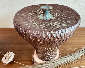 Large wabi sabi ceramic vase. Woodland Ikebana vase. Textured rustic vase. Nature inspired sculptural vase. Fine Ceramic Art.