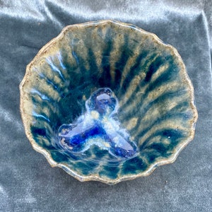 Sea urchin ceramic pot. Ocean inspired hand pinched pottery bowl. Ice cream bowl. Fine pottery. Coastal décor. image 6