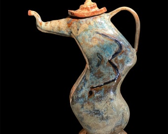 Elephant ceramic teapot. Extra large hand built whimsical DUMBO teapot. Sculptural ceramics. Teapot lovers unique gift.