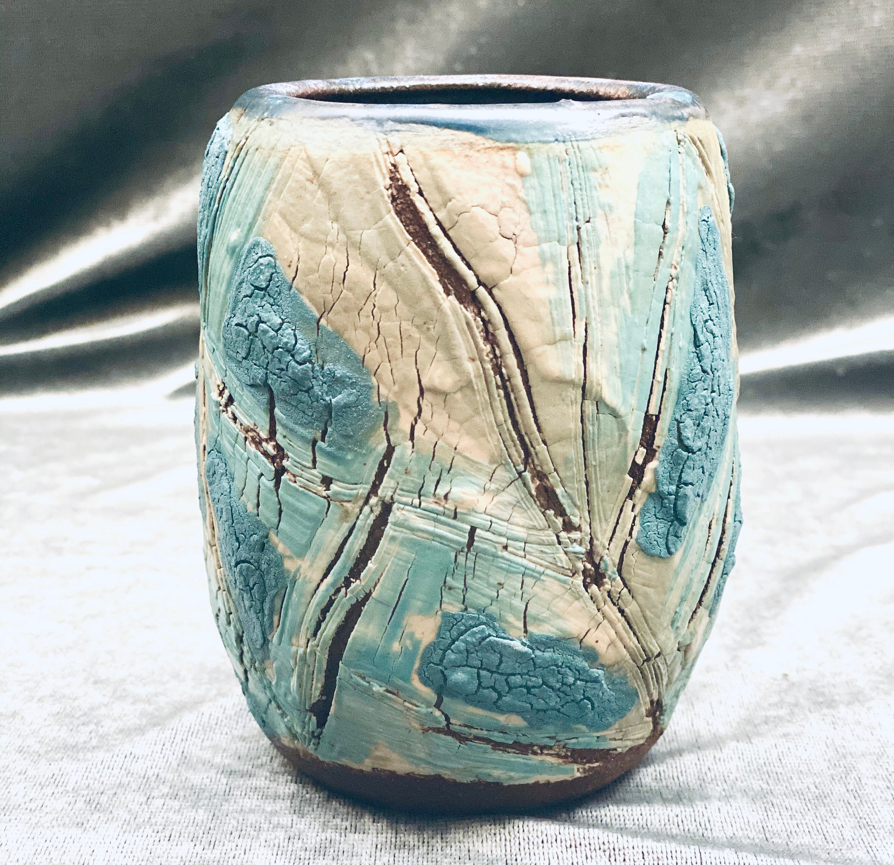 Ceramic Vase DRY LAKE VASE Blue and White Abstract Etsy
