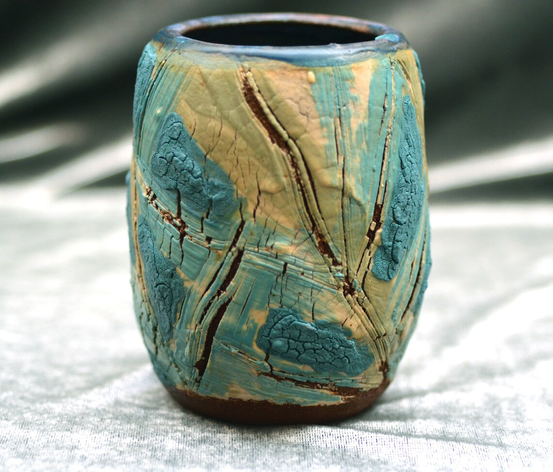 Ceramic Vase DRY LAKE VASE Blue and White Abstract Etsy