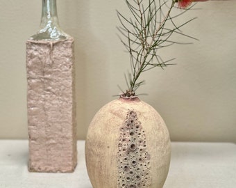 Large marine ceramic vase. Ivory rustic coastal pot. Nature inspired sculptural  wabi sabi style vase. Fine Ceramic Art.