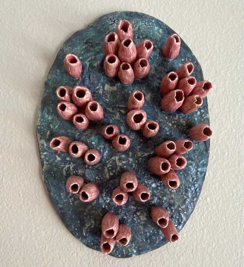 Coastal ceramic wall art. Wall sculpture VOLCANO BARNACLES. Marine life handmade wall hanging. Home decor. image 6