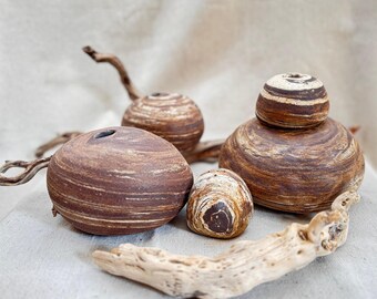 Stacked stones ceramic agateware vase. Pebble stone nature inspired desert rock marble vase. Handmade terracotta vase. Cairn  zen vase.