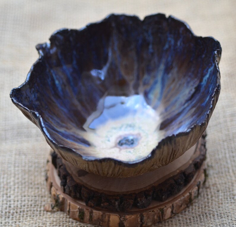 Hand Built Pottery. Zen Ceramics Hand Built Salad Serving Bowl Nature Inspired Bowl WOODLAND Ceramic Organic Bowl