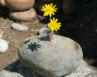 Ceramic zen stone vase. Pebble stone vase. Nature inspired rustic textured beach rock vase. Contemporary décor. Price per 1.