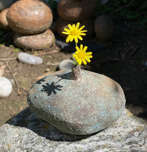 Keramik Zen Stein Vase, rustikale Strand Rock Dekor