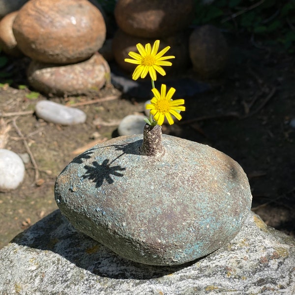 Ceramic zen stone vase. Pebble stone vase. Nature inspired rustic textured beach rock vase. Contemporary décor. Price per 1.