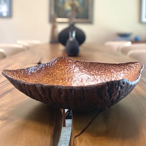 Large serving ceramic platter. Rustic salad bowl.  Golden brown nature inspired fruit platter . Handmade gifts. Wood bark texture.