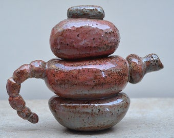 Stacked stones ceramic teapot. Cairn zen sculptural teapot. Hand built pebble stones tea kettle. Fine pottery.  Holds 2 cups (16 ounces).