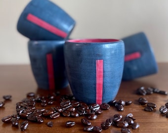 Espresso cup. Black red ceramic espresso mug set. Zen red and black tea cups. Modern coffee cup. Fine handmade pottery. Price per one.