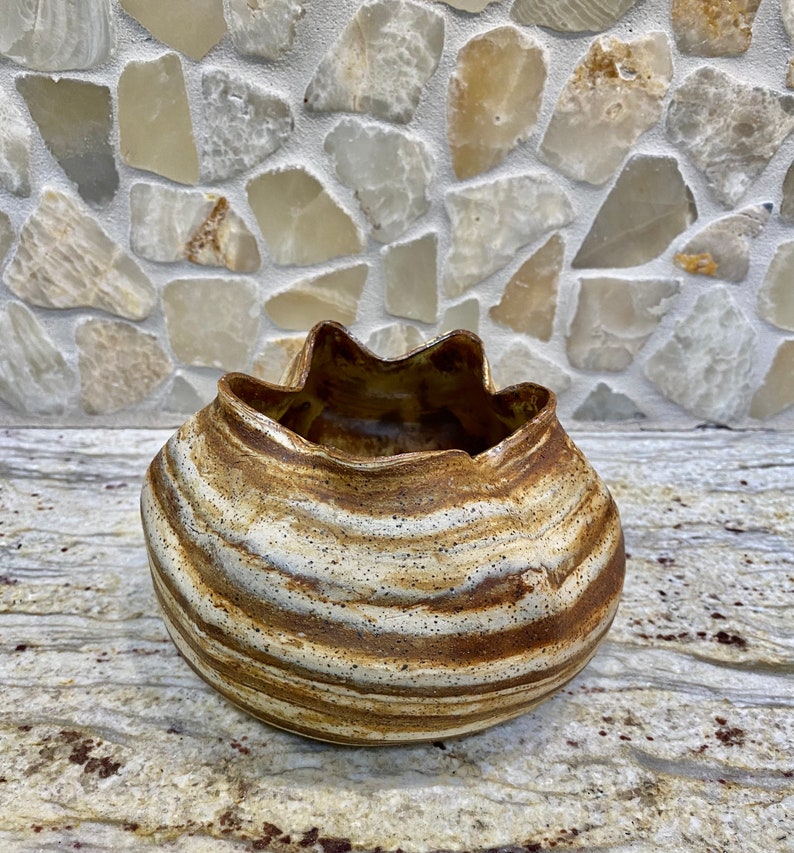 Ceramic agateware pottery vase. Handmade marbled distressed nature inspired vase. Mountain rock vase. Rustic organic vase. Fine pottery. image 5