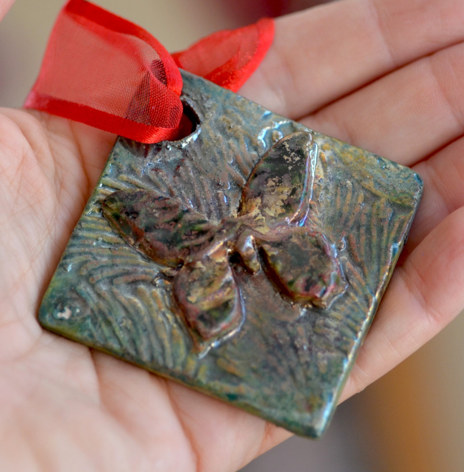 Ceramic Tree Ornament Raku Butterfly Ornament Christmas Etsy Denmark