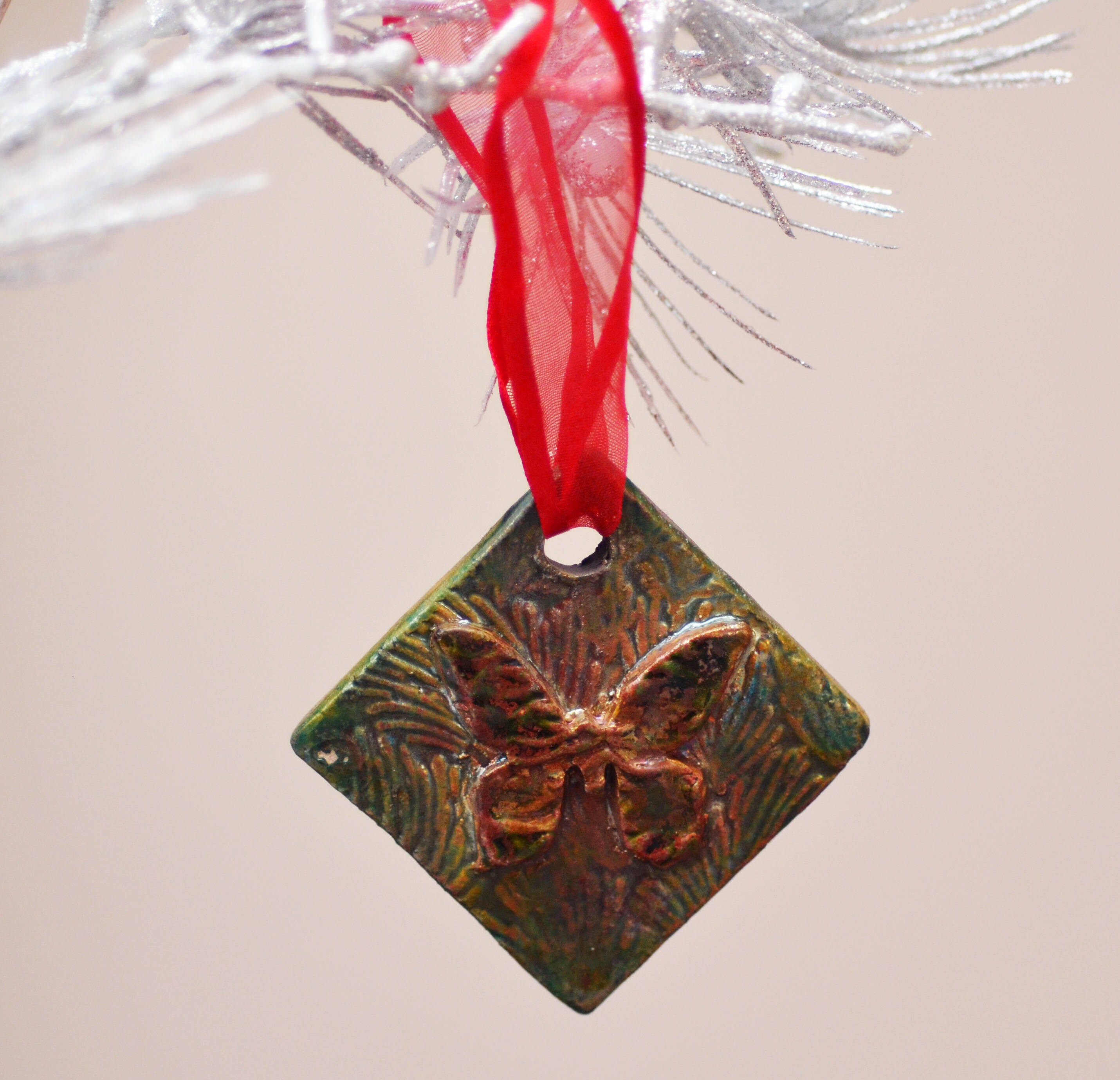 Ceramic Tree Ornament Raku Butterfly Ornament Christmas Etsy Denmark