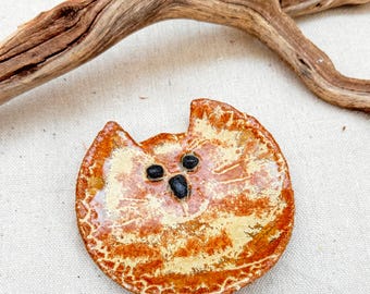 Cat ceramic spoon rest, jewelry and soap dish tray. Wimsical kitty pottery.