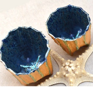 Sea urchin ceramic pot. Ocean inspired hand pinched pottery bowl. Ice cream bowl. Fine pottery. Coastal décor. image 7