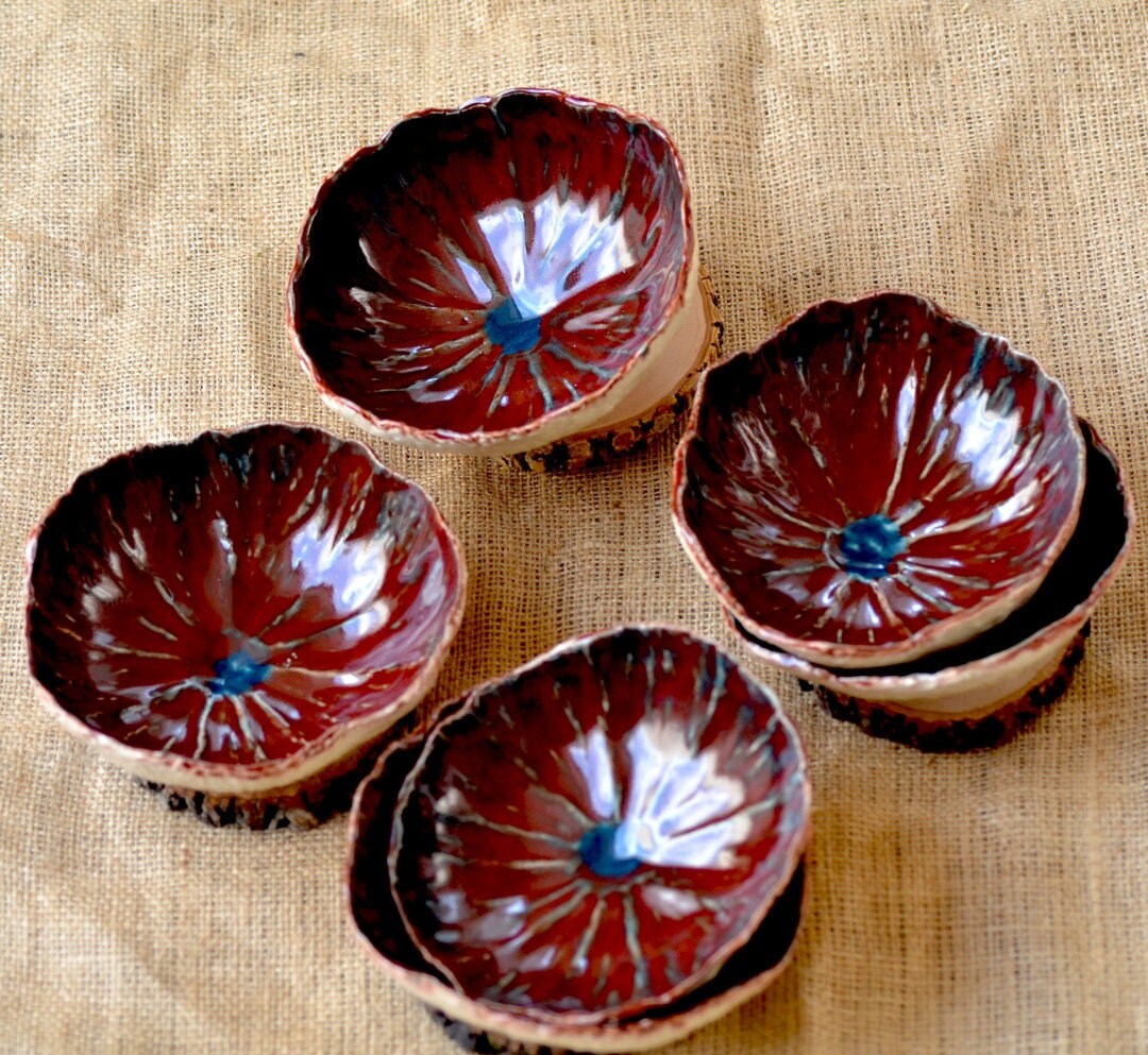 Red Poppy Ceramic Serving Bowl. Handmade Stoneware Pottery - Etsy