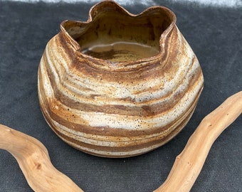 Ceramic agateware pottery vase. Handmade marbled distressed nature inspired vase. Mountain rock vase. Rustic organic vase. Fine pottery.