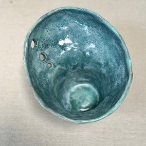 Ikebana ceramic vase. Handmade rustic blue flower vase. Ocean inspired organic pottery. Japanese style ceramics.