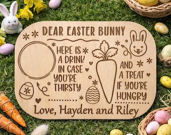 Personalised Easter Treat Tray – Laser Engraved Wooden Bunny Tray