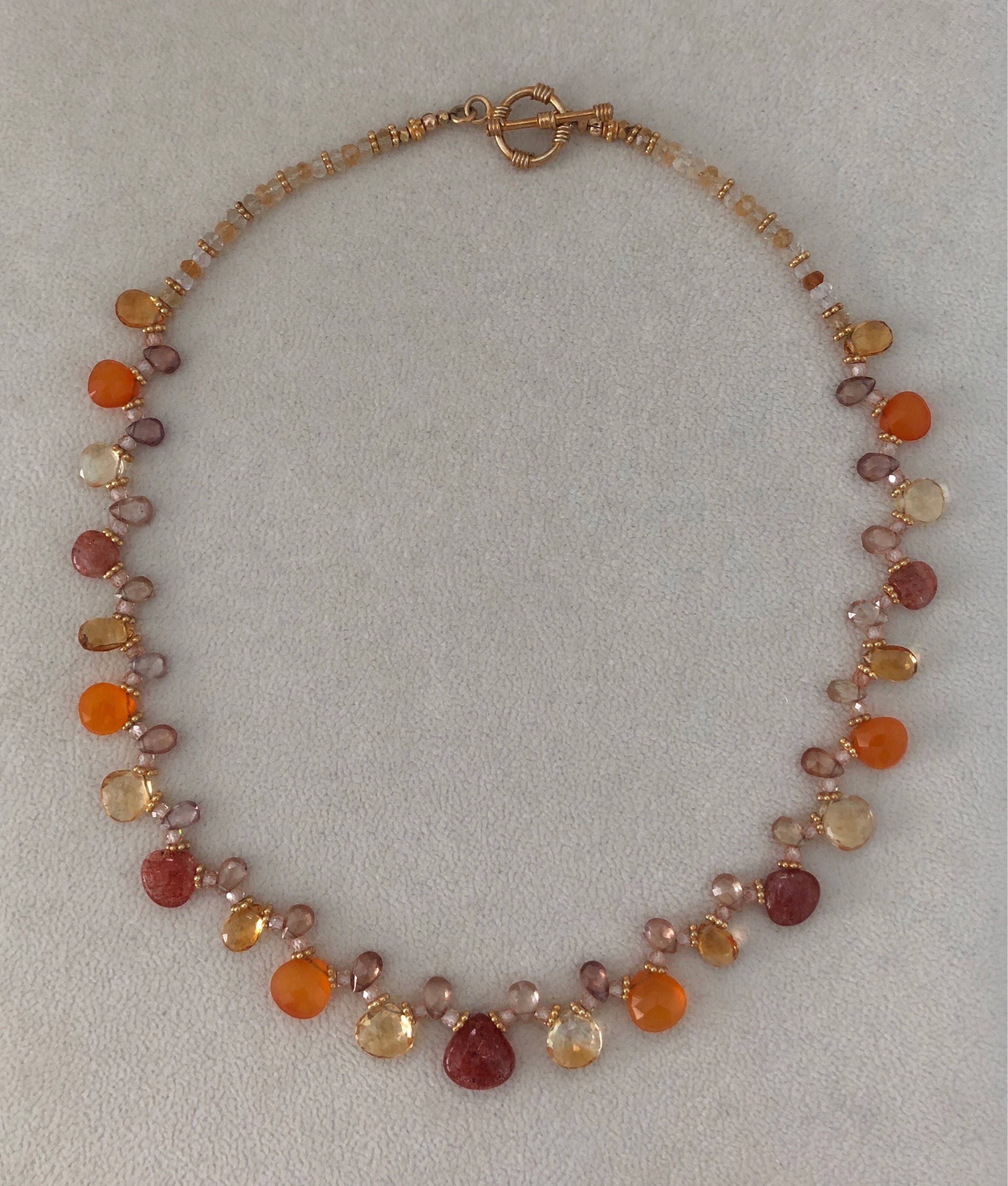 Semiprecious Gemstone Beaded Necklace in Gold Vermeil with Yellow and — free download