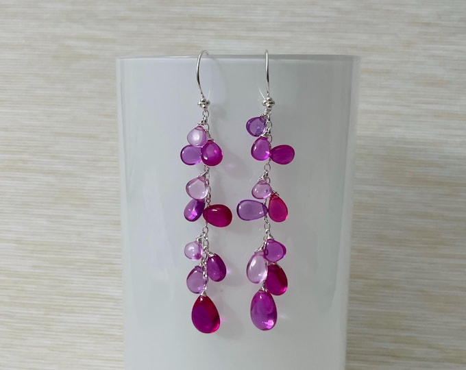 Pink Sapphire Sterling Silver Earrings - Signature Style Earrings