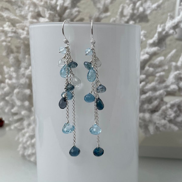 Blue Topaz Gemstone Earrings in Sterling Silver with Topaz (London Blue, Swiss Blue, Hampton Blue, Sky Blue, Mystic and Natural Topaz)