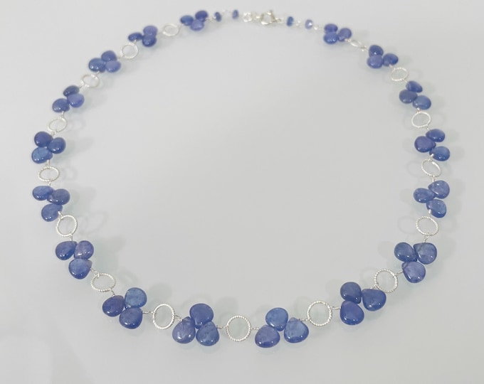 Tanzanite Choker Necklace // Adjustable Length Choker Princess Necklace // Gemstone Clover Chain // Clover Chain