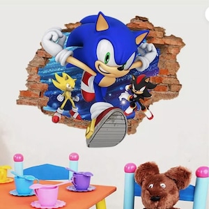 3D Wall Break Decal with Energetic Cartoon Characters for Kids - Peel and Stick Vinyl Decals for Boys and Girls Bedrooms, Playrooms Wall Art
