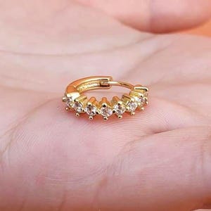 Dainty & Minimalist Pave Genuine Diamond or Cz Huggie Hoop Earrings  Gold Plated , Diamond Huggie Earring Gift For Mom