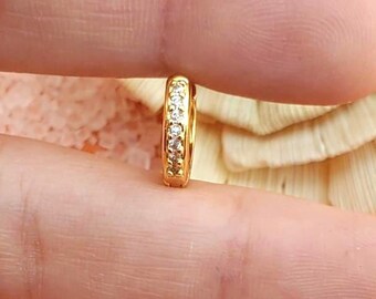 Dainty Minimalist Pave CZ Huggie Hoop Earring| Genuine Cubic Zircon Second Hole Hoops | Everyday Lightweight Jewellery | Gift for Mom Her