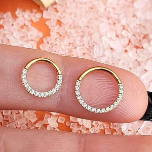 16G Clear CZ Hinged Segment/Nose Ring/ Dainty Conch Tragus Hoop/Daith/ Rook Piercing/ Nose Ring/ Septum ring clicker/ daith piercing
