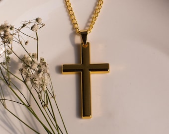 Gold Cross Necklace | Timeless Christian Jewellery |Faith Pendant | Stainless Steel Tarnish-Resistant & Hypoallergenic | Gift for Him or Her