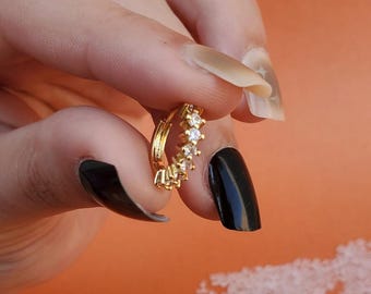 Dainty & Minimalist Pave Genuine Diamond or CZ Huggie Hoop Earrings Gold Plated Everyday Hoops | Delicate Sparkle | Gift for Mom