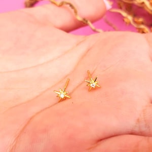 Cz Star Push Pin Labret | Threadless Back Earring Tragus Stud | push Back Stud | Helix Stud |Cartilage Stud