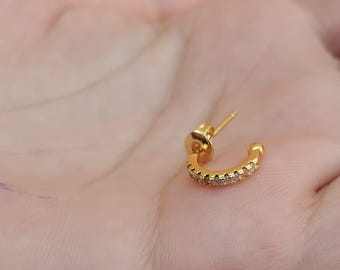 Minimalist & Dainty CZ Huggie Hoop Earrings – Perfect for Second Hole Tiny Everyday Hoops | Simple Sparkle Earrings | Idle Gift for Her