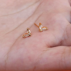 Cz Leaf Studs Push Pin Labret | Earring | Tragus Stud | Stud | Helix Stud | Cartilage| Nose Stud| Cartilage Stud Dainty stud earrings