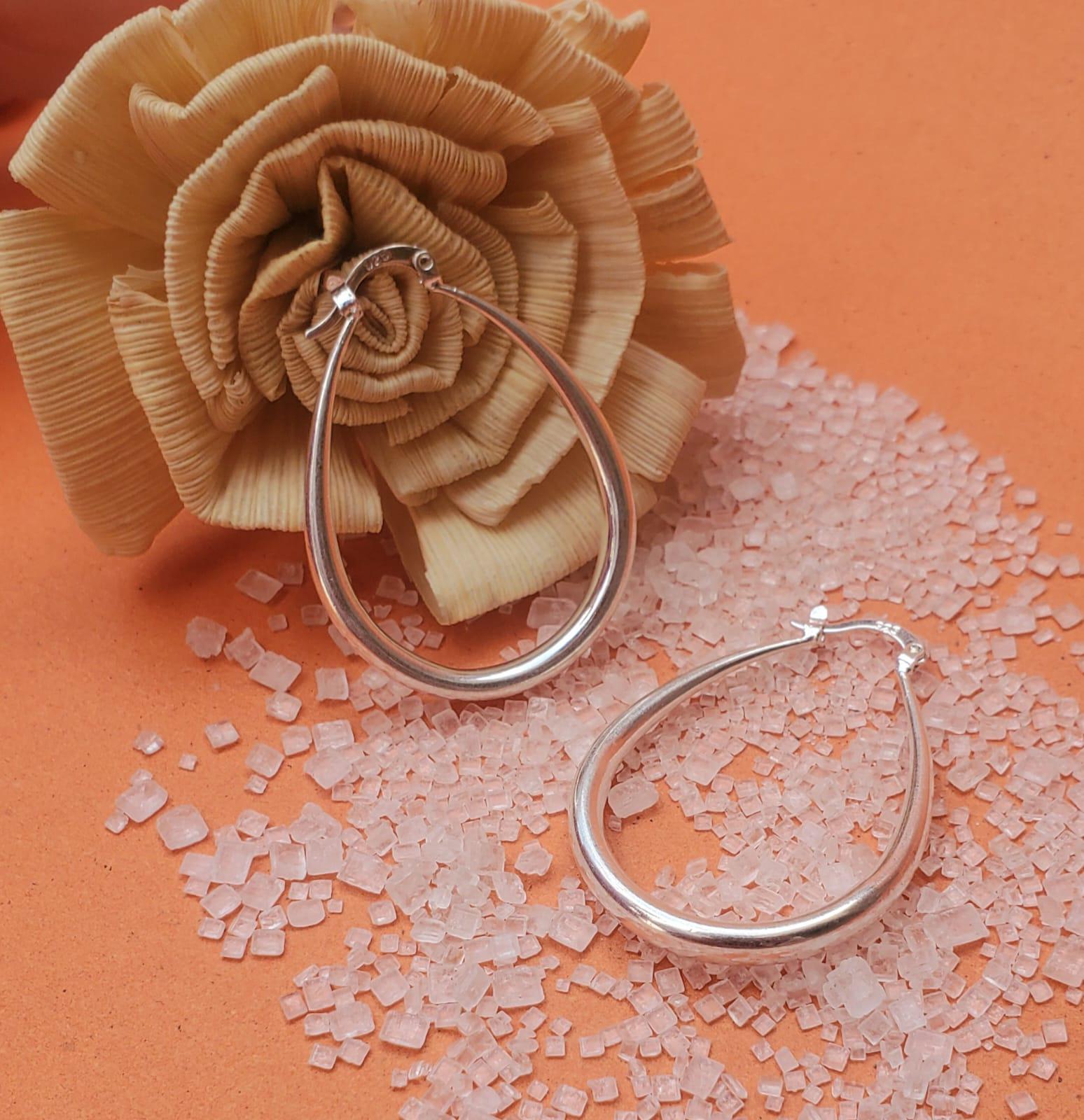 Rope Oval Huggie Hoop Earrings In Silver