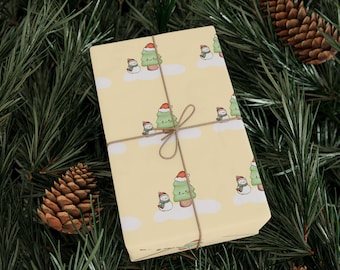 Weihnachtsgeschenkpapier, Schneemann und Baum Muster, festliche Geschenkverpackung