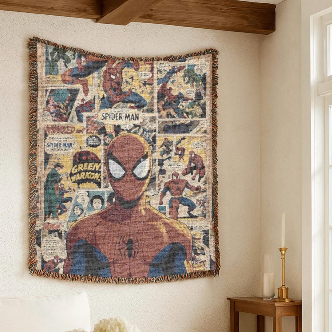 Spider-man Comic Panel Woven Blanket | Superhero Throw, Comic Art - Etsy