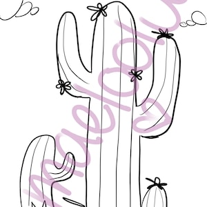 Cactus Coloring Pages, Plant-themed Colouring, Cute Coloring Pages, Children&#39;s Colouring, School Activity - PDF Download