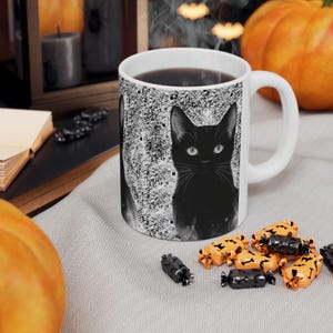 Black Cat Ceramic Coffee Mug - Cat Lover Gift