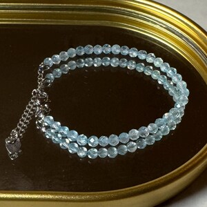 Sparkling Fun Diamond Cut Style Baby Blue 4mm Cute Natural Topaz Crystal Bracelet