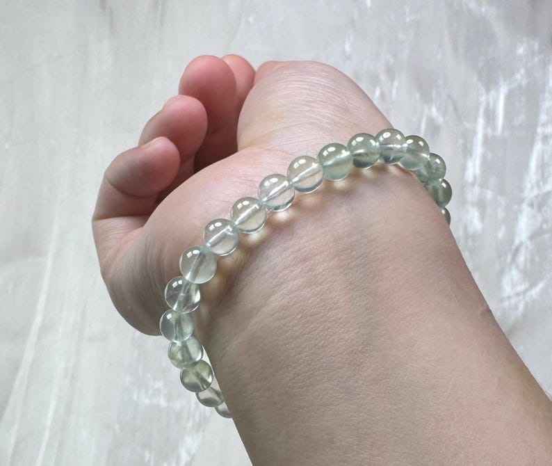 Refreshing Handmade Icy 6mm Natural Gradient Yellow and Green Prehnite Bracelet/Gemstone Bracelet/Crystal Bracelet bild 6