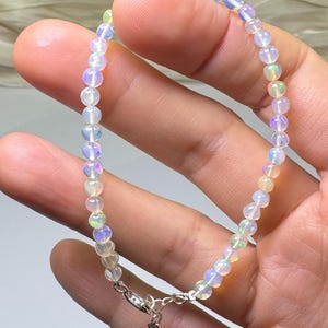 Super Shiny Rare Handmade 3mm Colorful Natural Sparkling Australian White Opal Bracelet/Top Grade Opal Crystal Bracelet