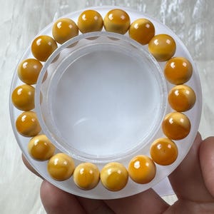 Unique Handmade Genuine Sunny Side Up Style 10mm Natural Yellow Myanmar Jade Gemstone Bracelet
