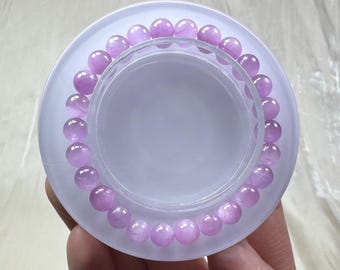 Beautiful Purple Handmade 7mm Shiny Natural Kunzite Crystal Bracelet/Gemstone Bracelet